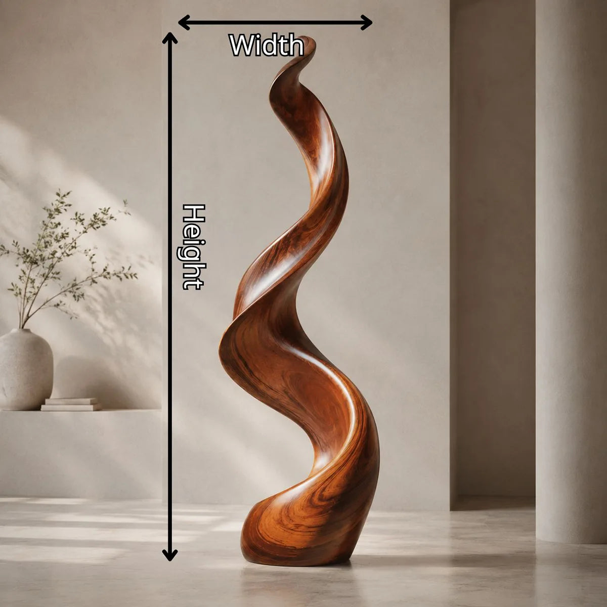Handcrafted Solid Wood Wave Floor Sculpture – Modern Organic Statement Decor TT006-2611