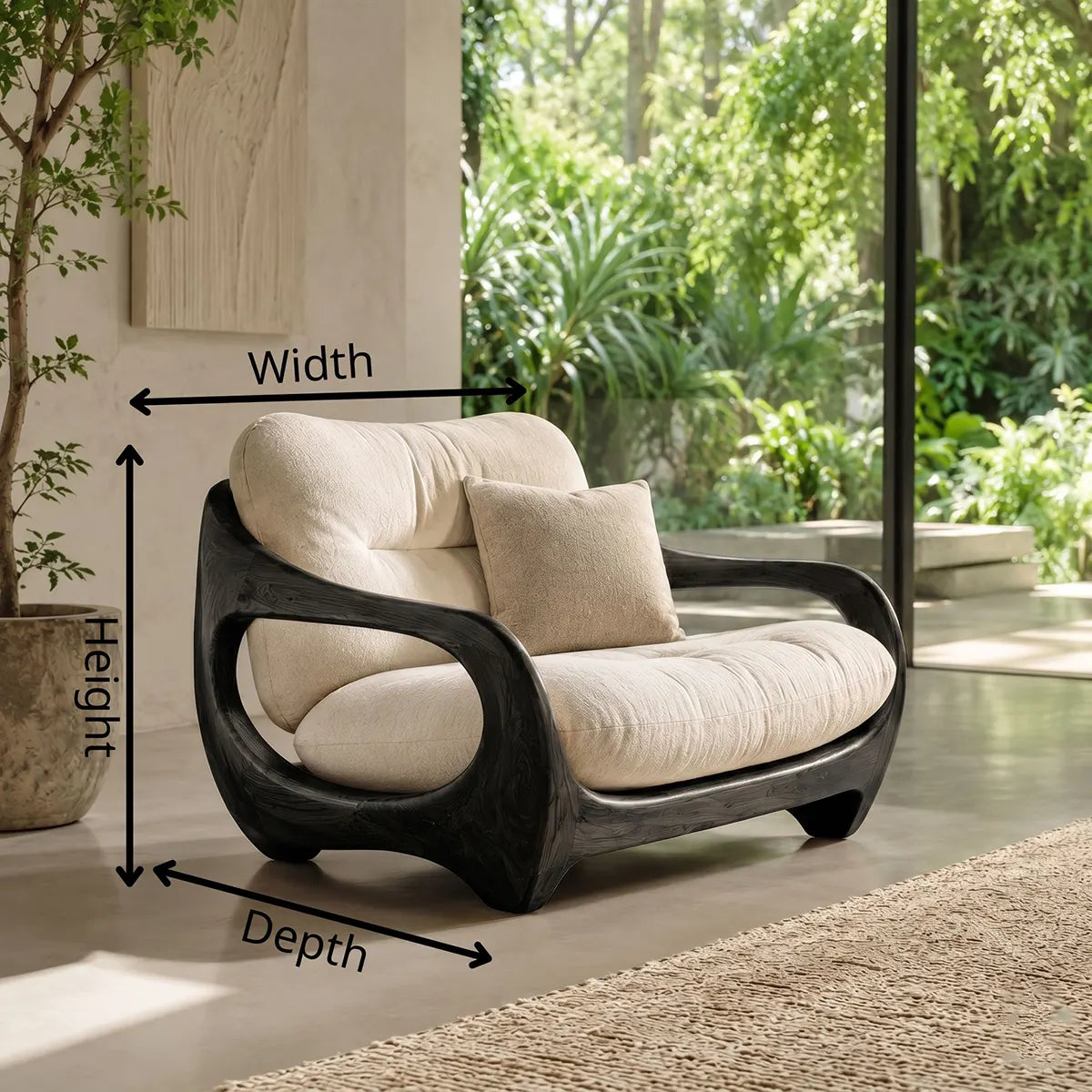 Organic Lounge Chair, Luxury Accent Chair, Modern Wood Frame Armchair TT006-7455