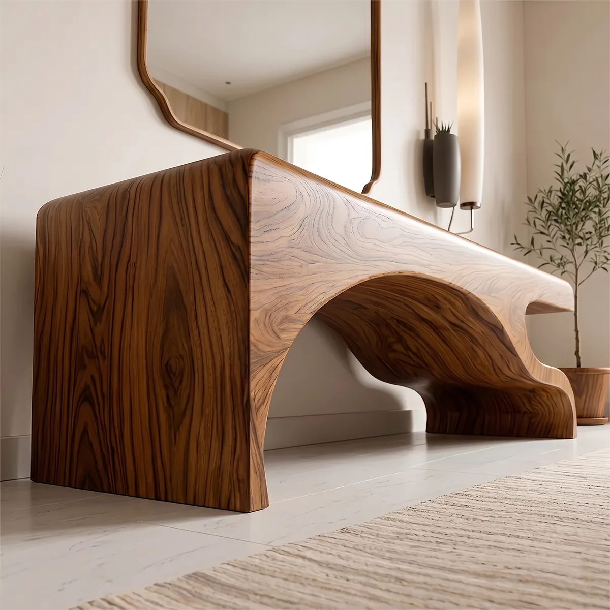 Organic Modern Solid Wood Entryway Bench