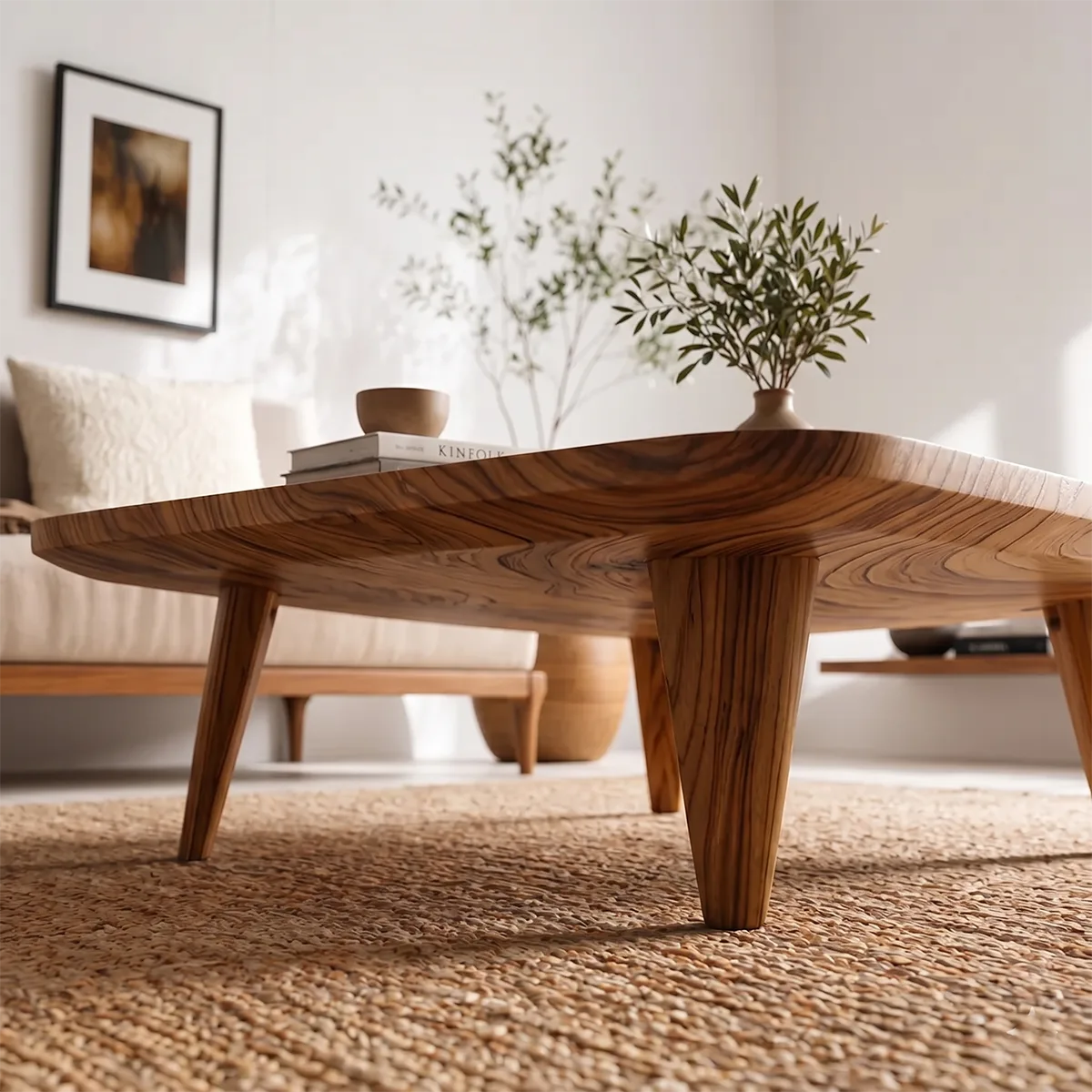 Mid Century Modern Solid Wood Square Coffee Table