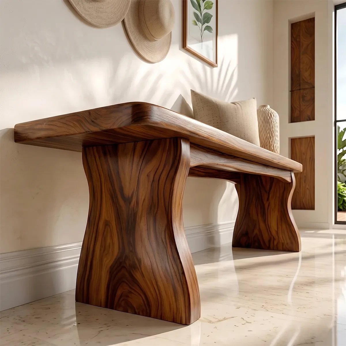 Minimalist Solid Wood Entryway Bench for Modern Hallway and Contemporary Living Spaces