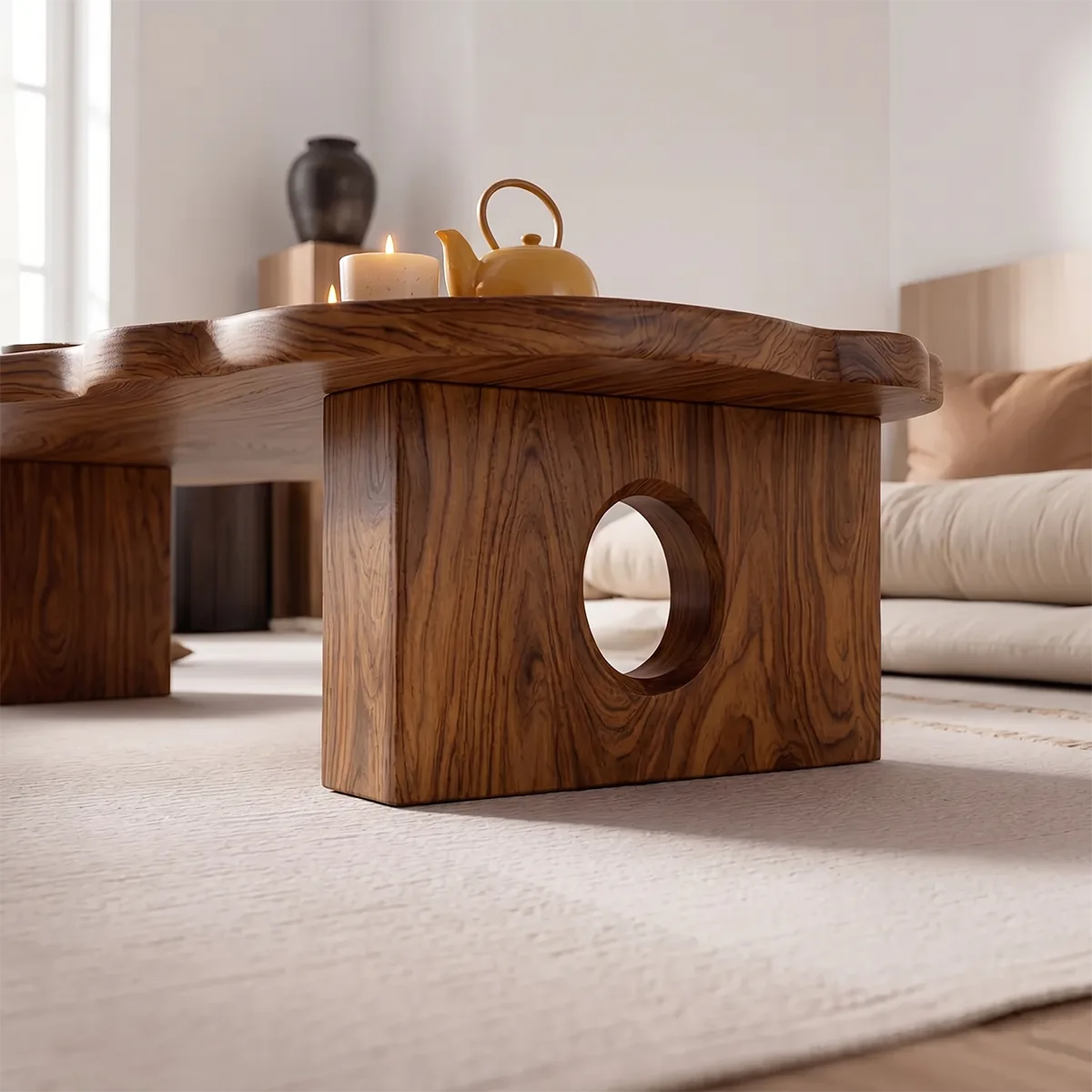Modern Solid Wood Organic Low Floor Table