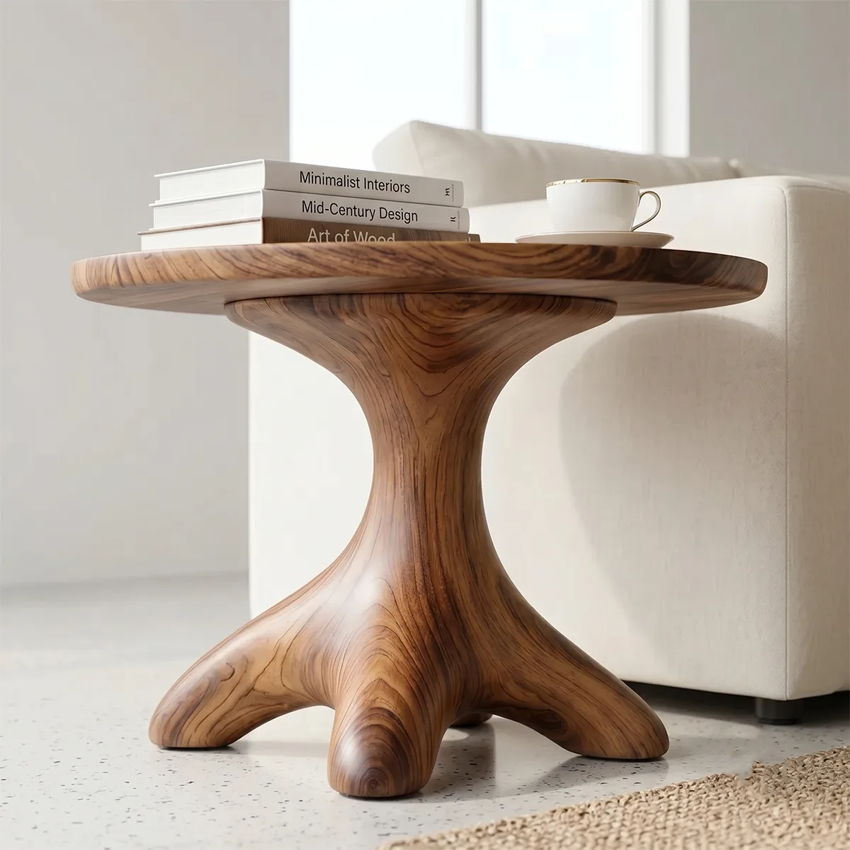 Solid Wood Root Pedestal Side Table | Organic End Table TH003-1660
