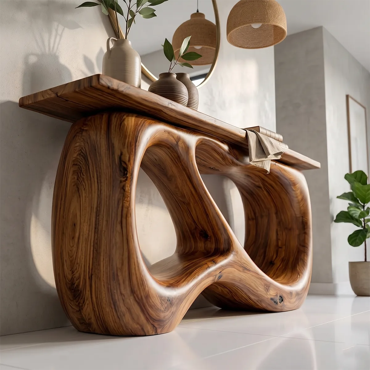 Organic Modern Wood Console Table | Hallway Entryway Table