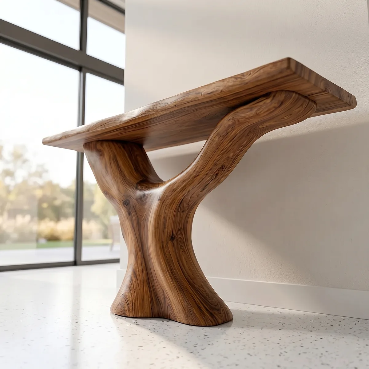 Organic Modern Wood Console Table | Sculptural Entryway Table
