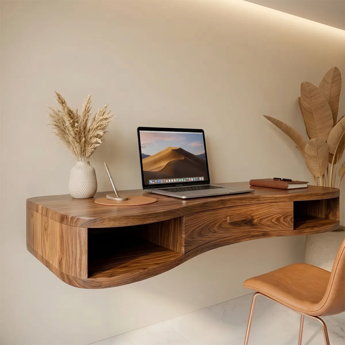 Curved Floating Desk | Modern Wall Mounted Home Office Desk TH003-1100