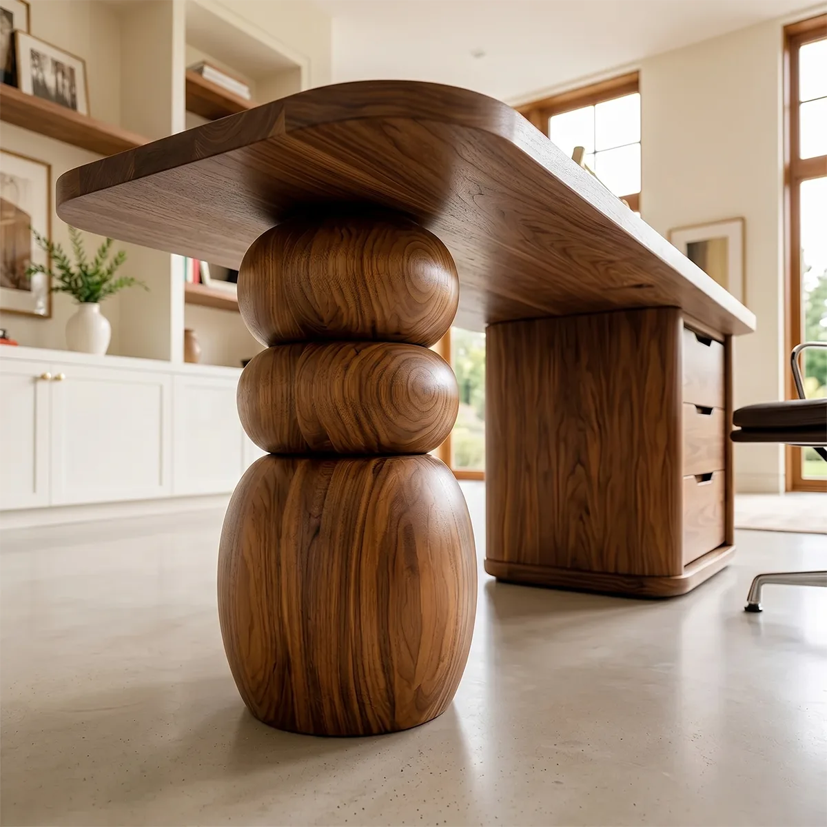 Organic Modern Executive Desk | Sculptural Office Desk with Storage TH003-5570