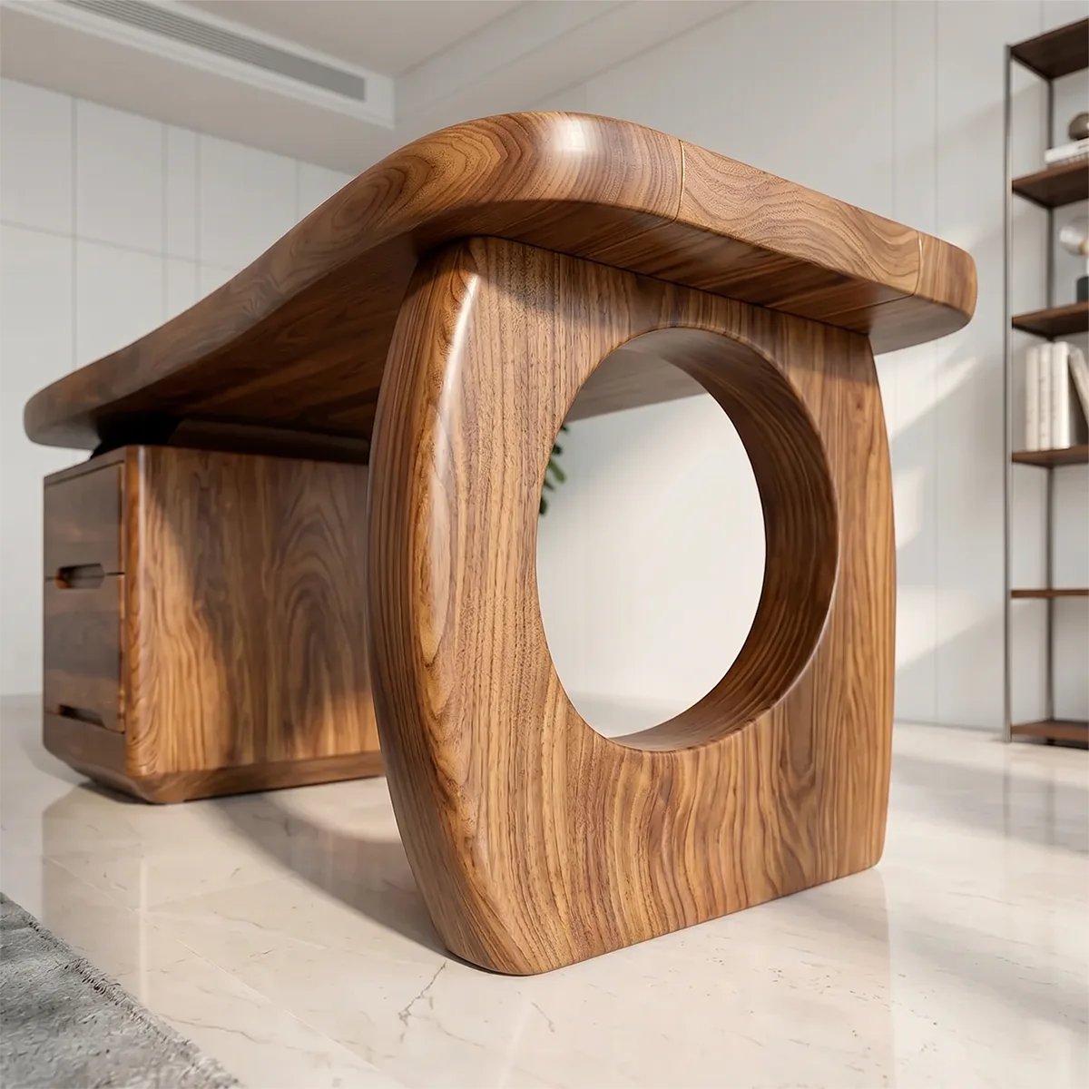 Luxury Executive Desk | Modern Sculptural Office Desk with Storage TH003-7959