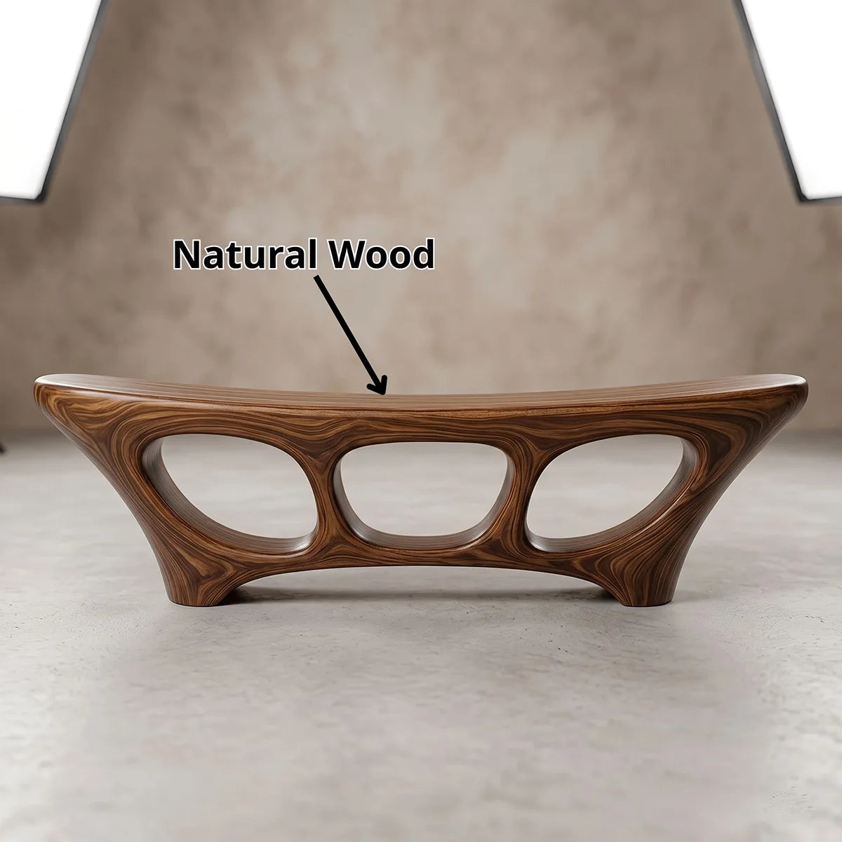 Organic Modern Outdoor Bench, Sculptural Hollow Form Garden Seating TH003-9028