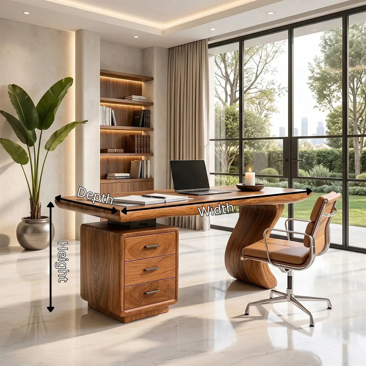 Luxury Executive Desk with Drawers | Modern Sculptural Office Furniture TH003-3343