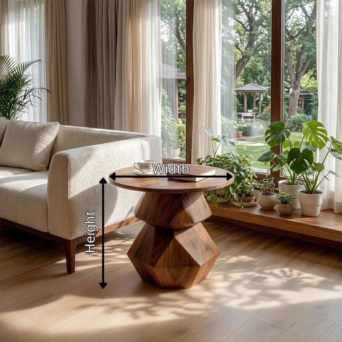 Modern Geometric Pedestal End Table with Sculptural Base TH003-4022