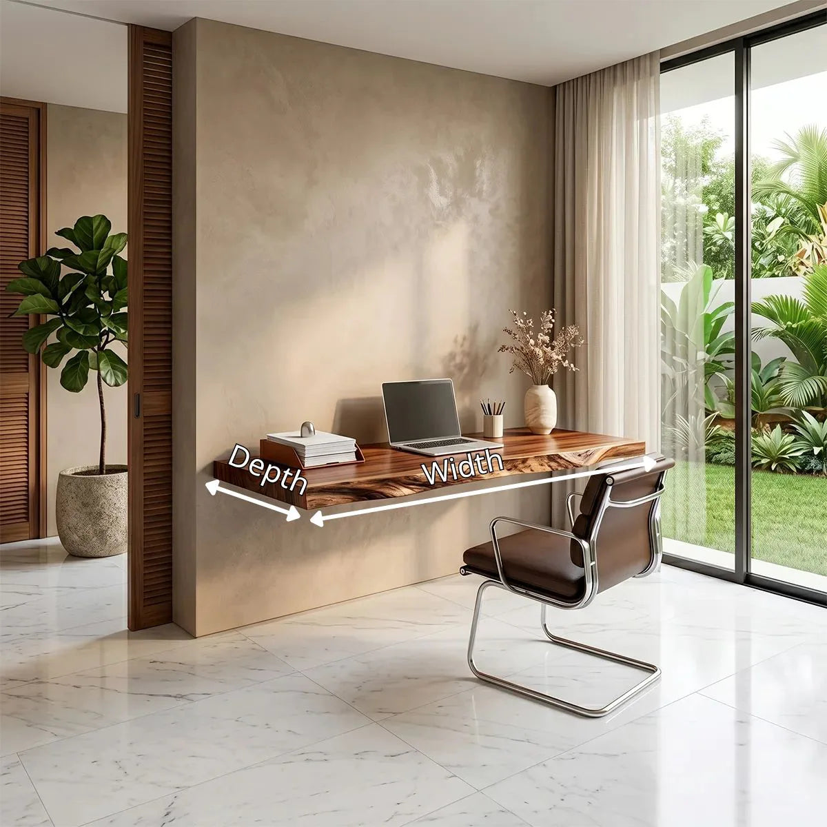 Live Edge Floating Desk | Modern Wall Mounted Home Office Desk TH003-4186