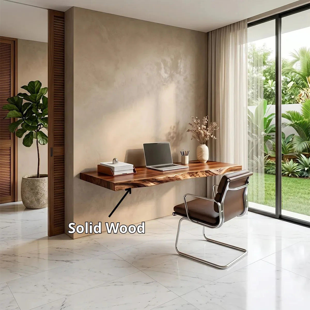 Live Edge Floating Desk | Modern Wall Mounted Home Office Desk TH003-4186