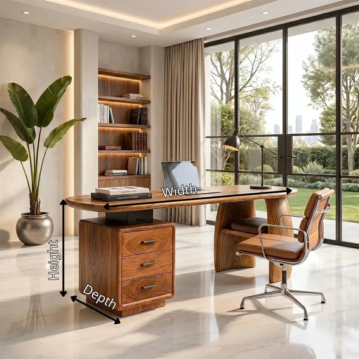 Organic Modern Executive Desk | Contemporary Office Desk with Storage TH003-6424