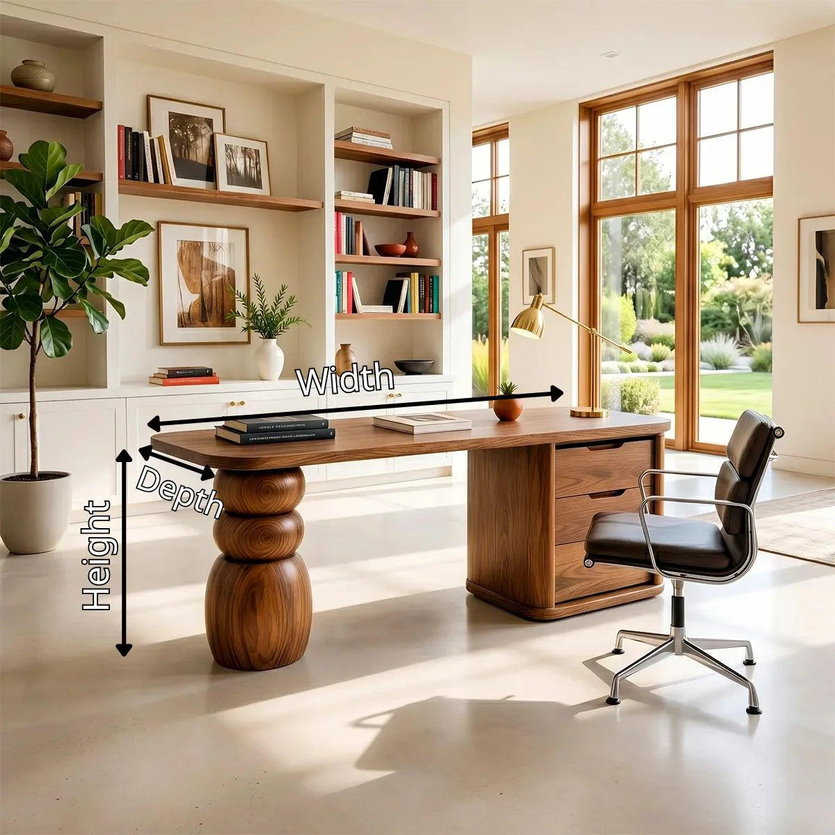 Organic Modern Executive Desk | Sculptural Office Desk with Storage TH003-5570