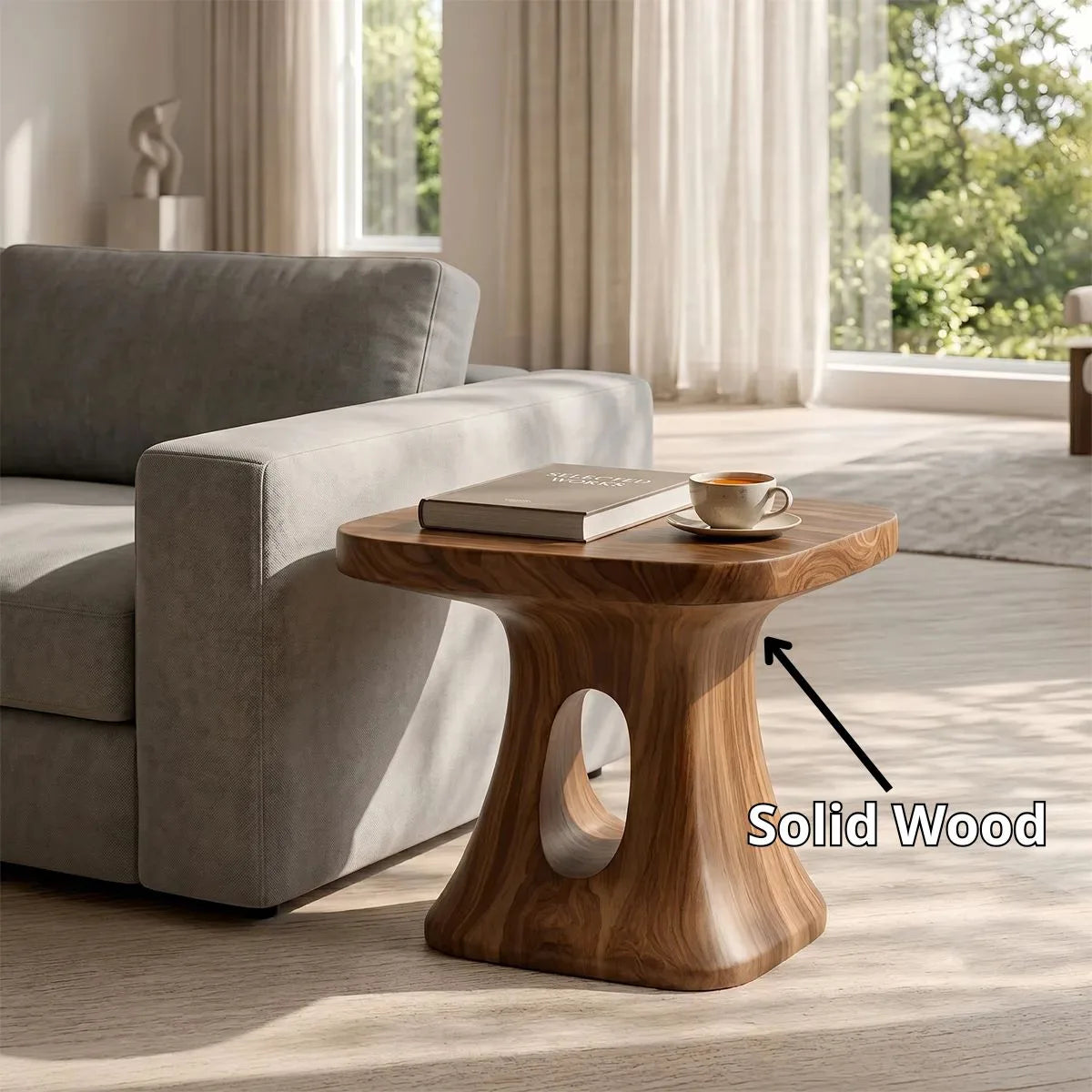 Modern Organic Side Table with Sculptural Open-Cut Base TH003-6097
