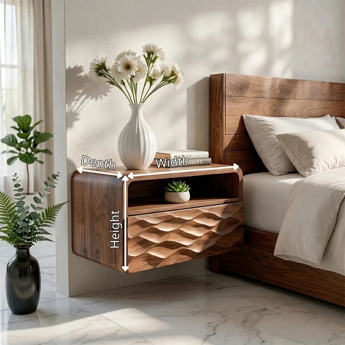 Floating Nightstand | Modern Wall Mounted Bedside Table TH003-9923
