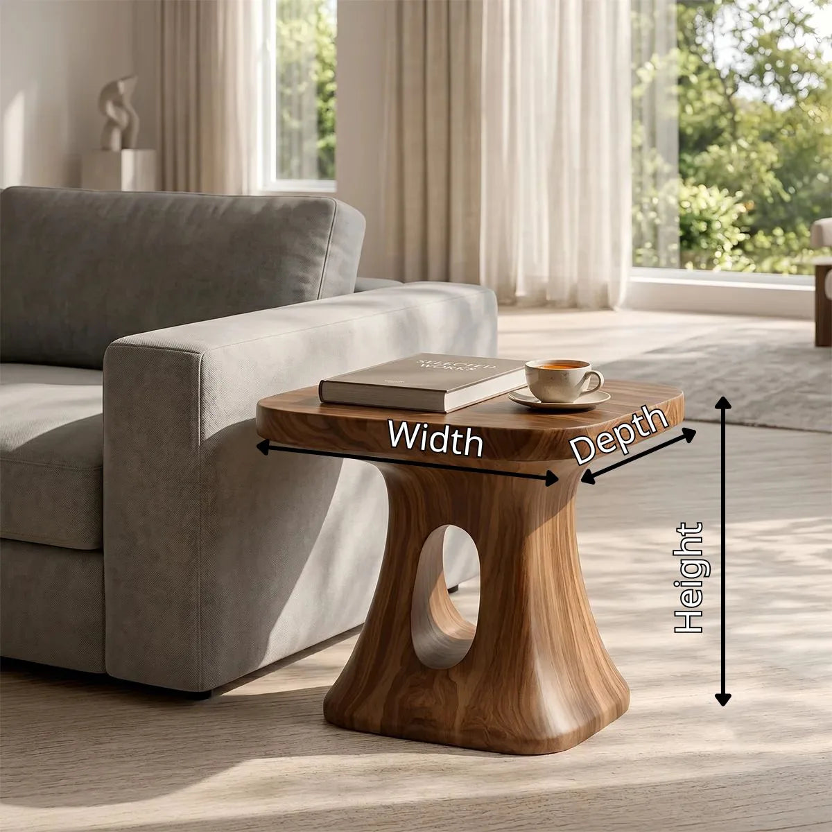 Modern Organic Side Table with Sculptural Open-Cut Base TH003-6097