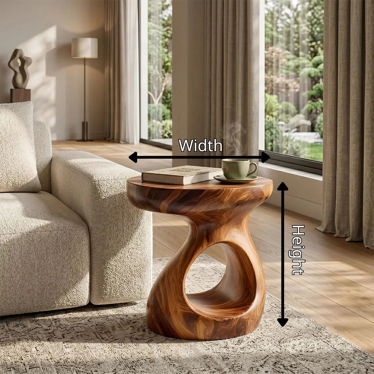Organic Hourglass End Table with Sculptural Open-Center Design TH003-9772