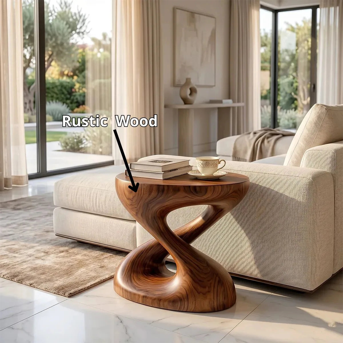 Infinity Twist Sculptural End Table, Modern Side Table for Living Room & Lounge Spaces TH003-6538