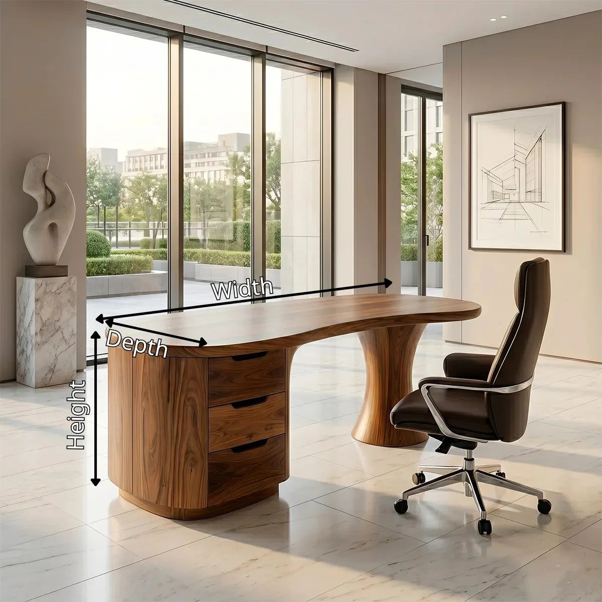 Contemporary Executive Desk | Luxury Office Desk with Drawers TH003-3284