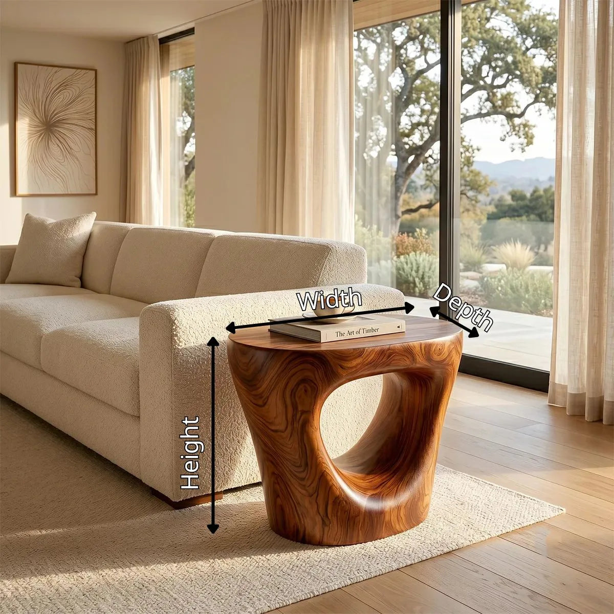 Organic Sculptural End Table, Modern Accent Table with Open-Cut Pedestal Design TH003-4376