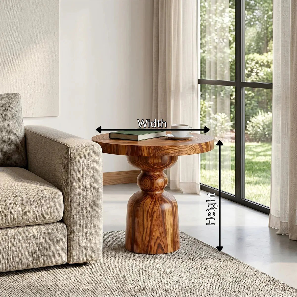 Modern Round End Table with Turned Pedestal Base TH003-2177