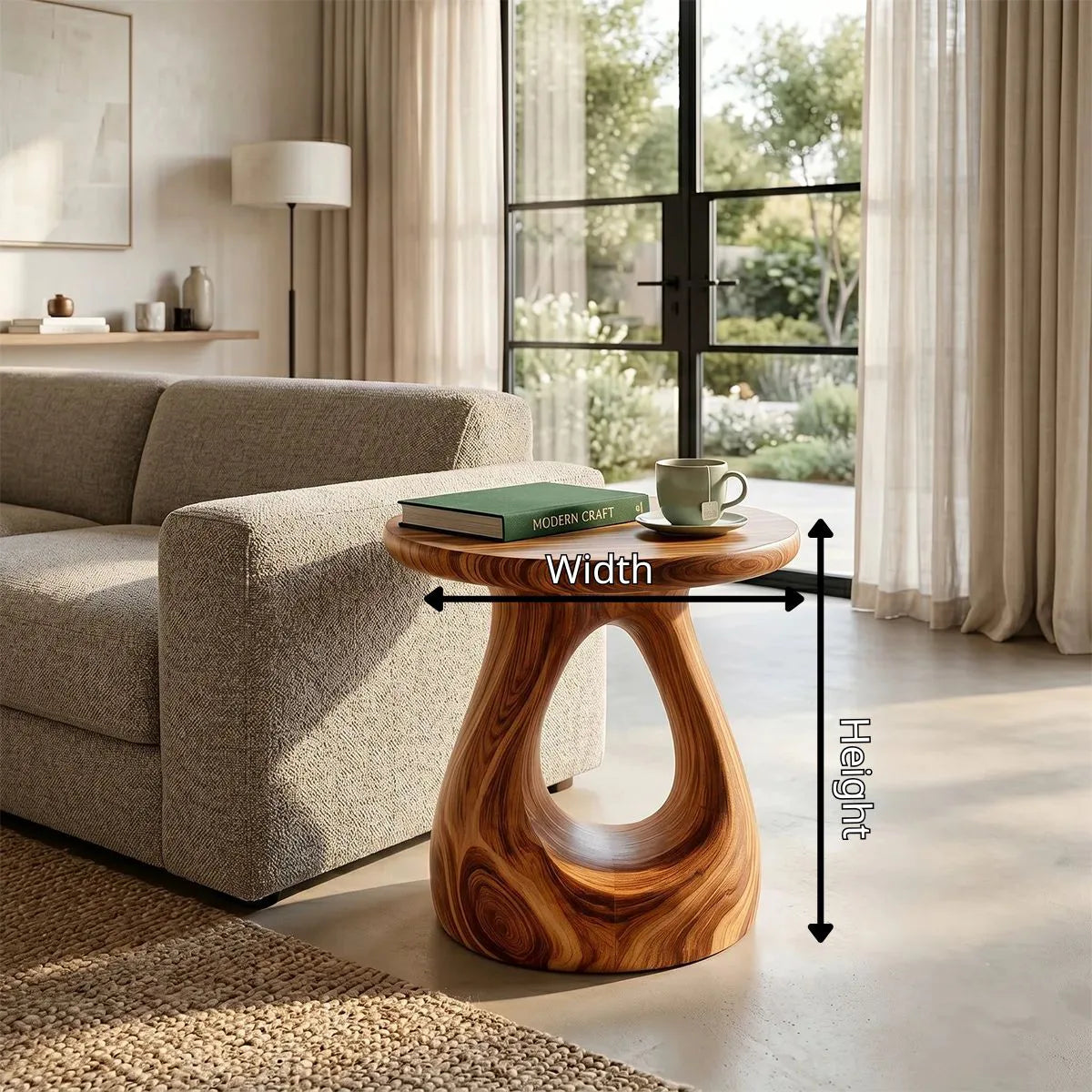 Modern Sculptural End Table with Open Hollow Base TH003-8617