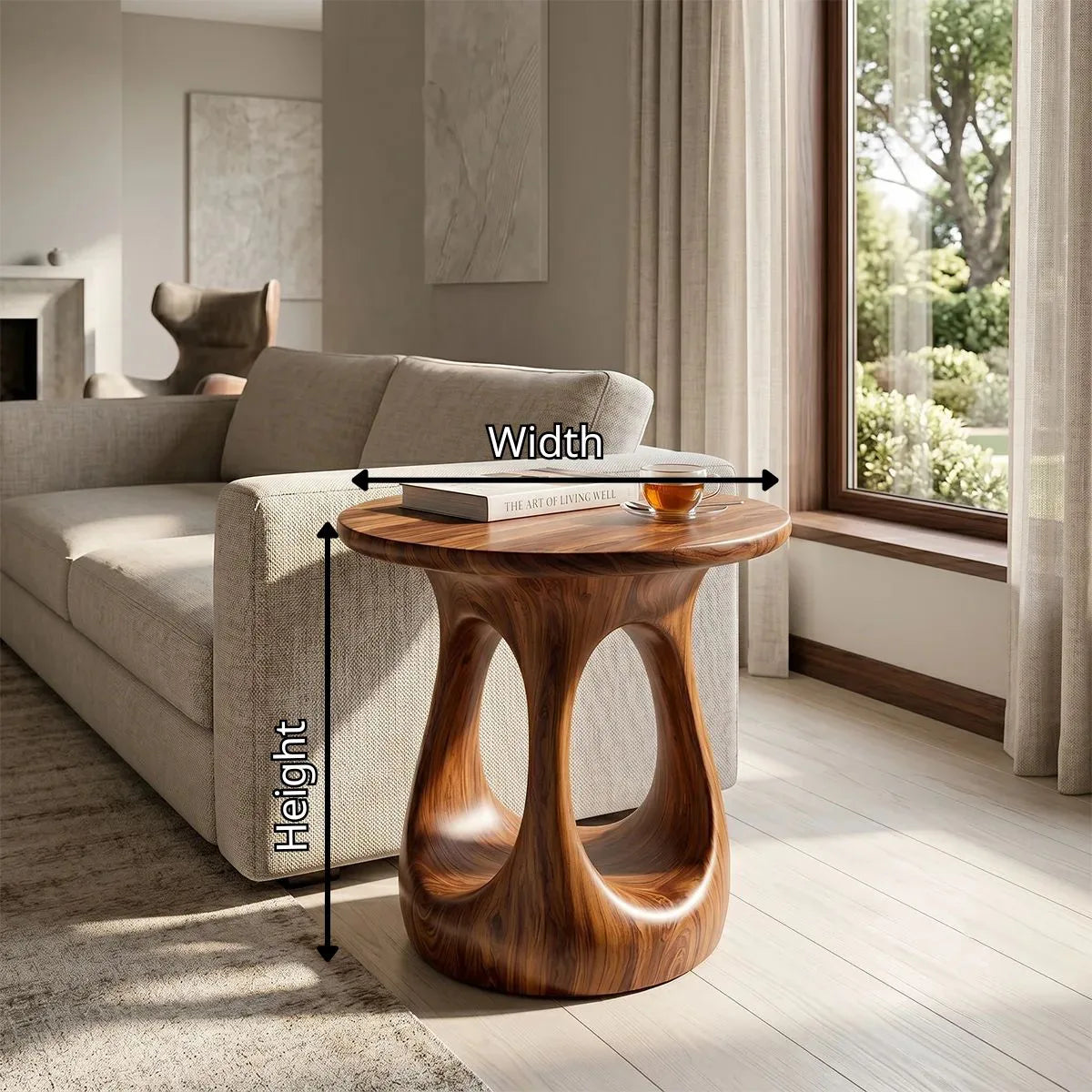 Dual Arch Sculptural End Table, Modern Round Side Table for Living Room TH003-3615