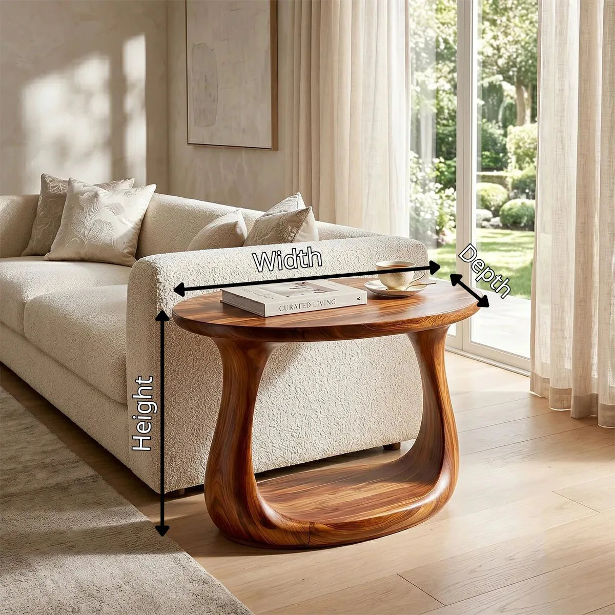 Modern Open Base End Table with Sculptural Curved Design TH003-3007