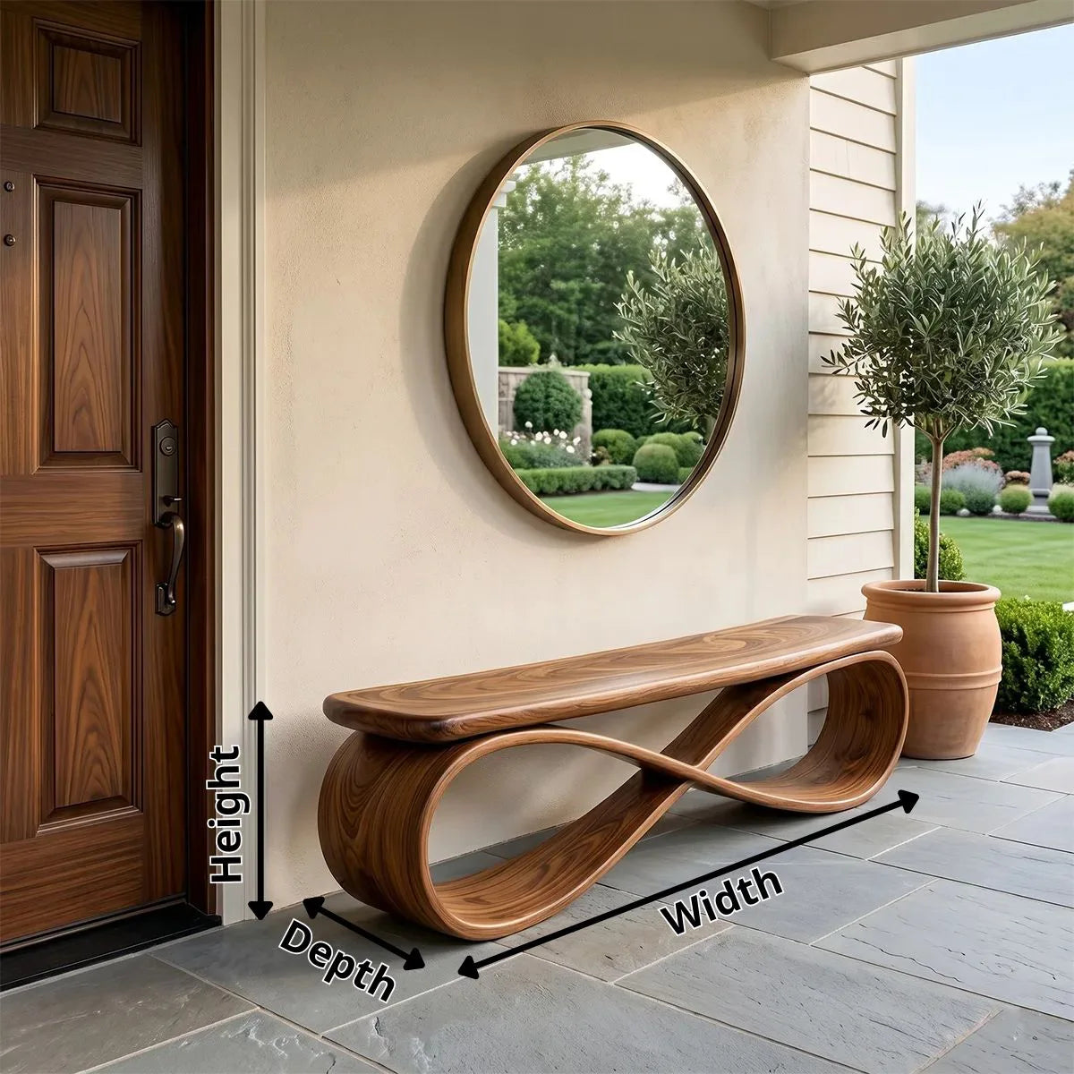 Infinity Loop Sculptural Bench with Flowing Contemporary Design TH003-7911
