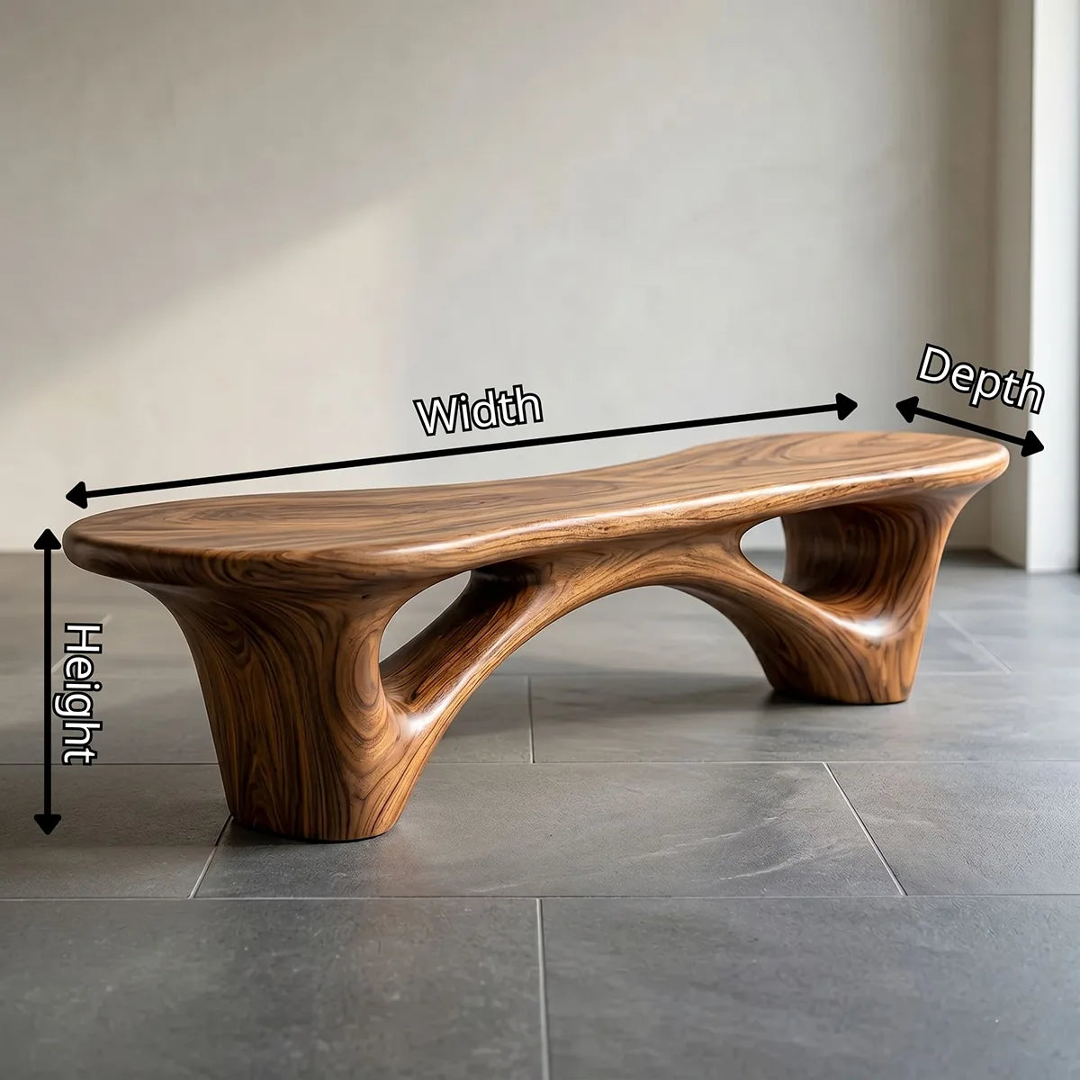 Organic Sculptural Bench with Architectural Openwork Base TH003-3360