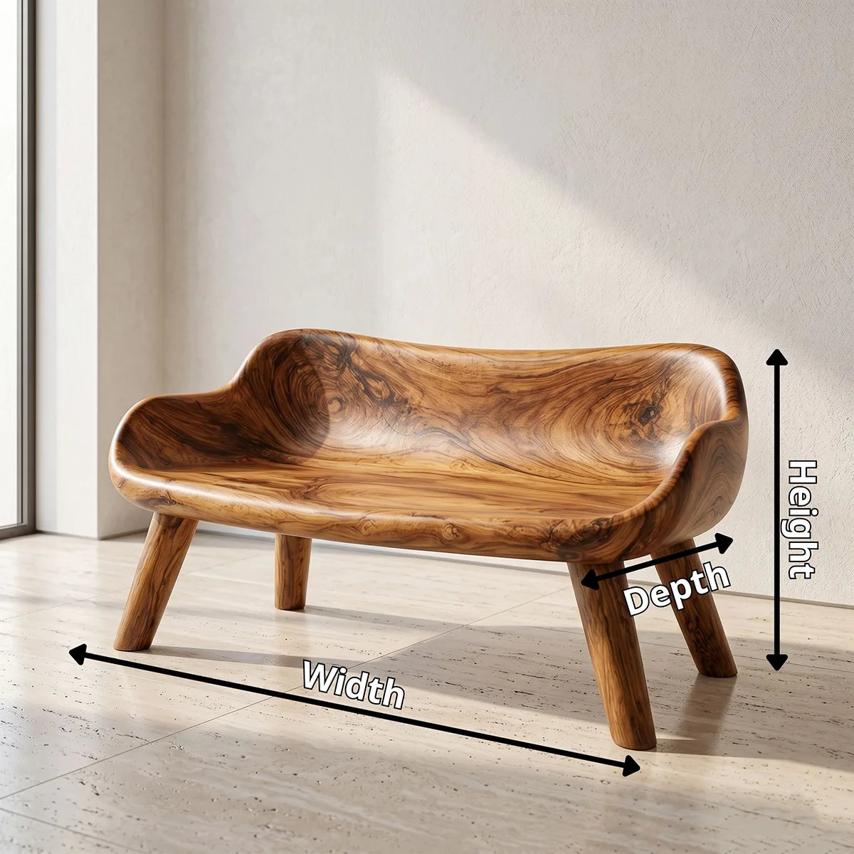 Organic Sculptural Garden Bench with Integrated Curved Backrest TH003-2560