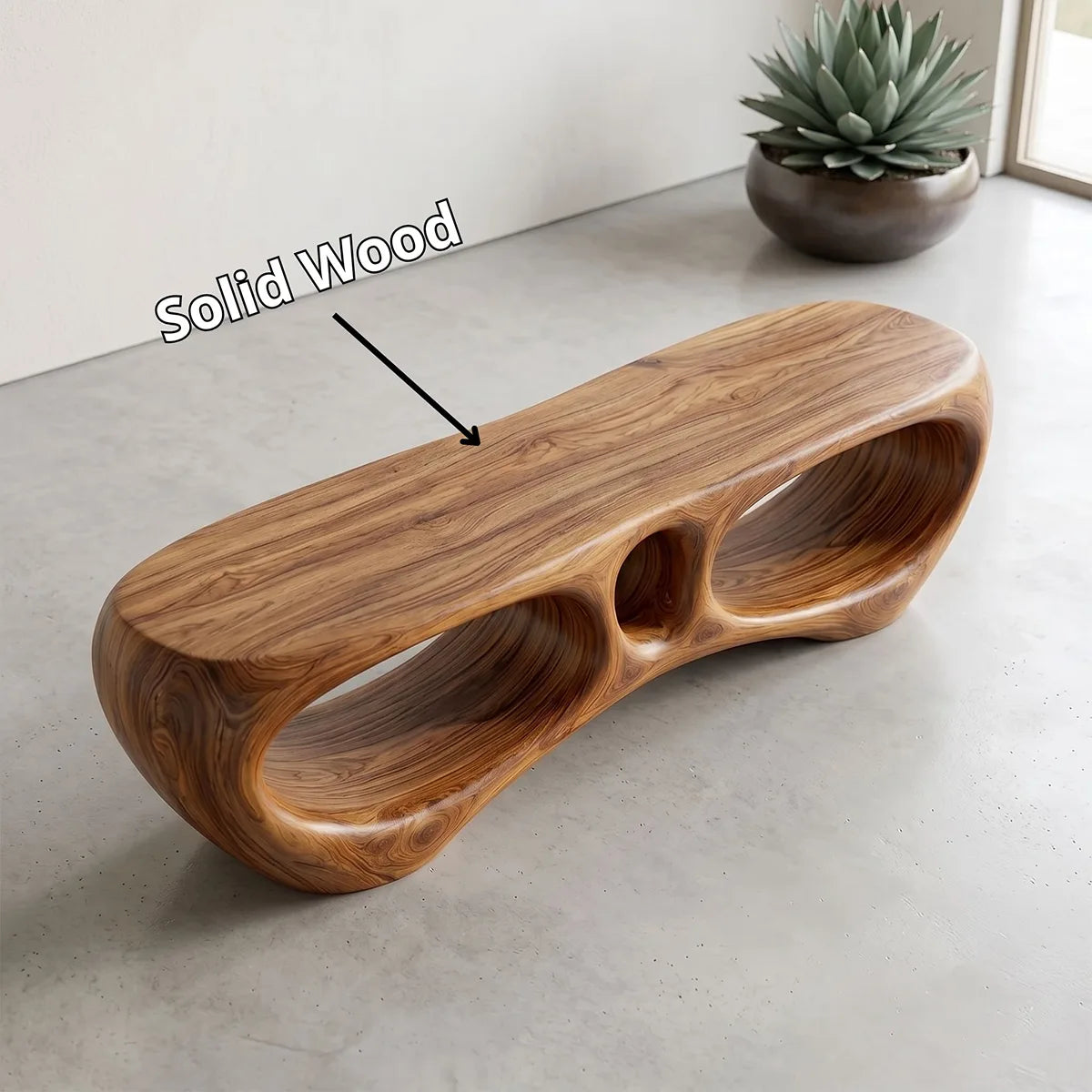 Modern Organic Outdoor Bench with Sculptural Open-Frame Design TH003-7833