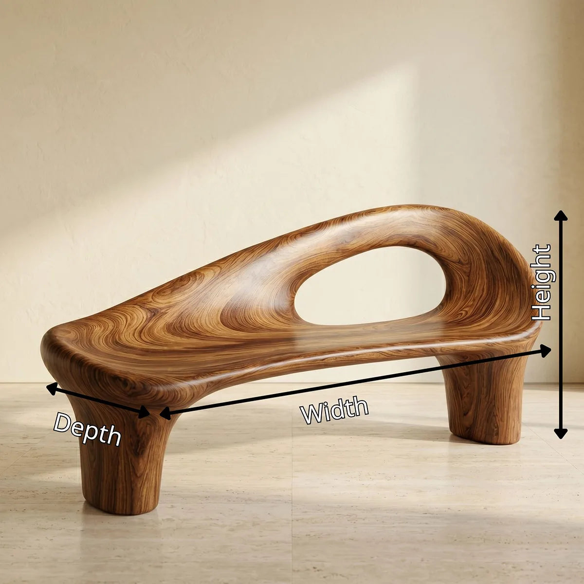Contemporary Organic Outdoor Bench with Flowing Sculptural Form TH003-7210