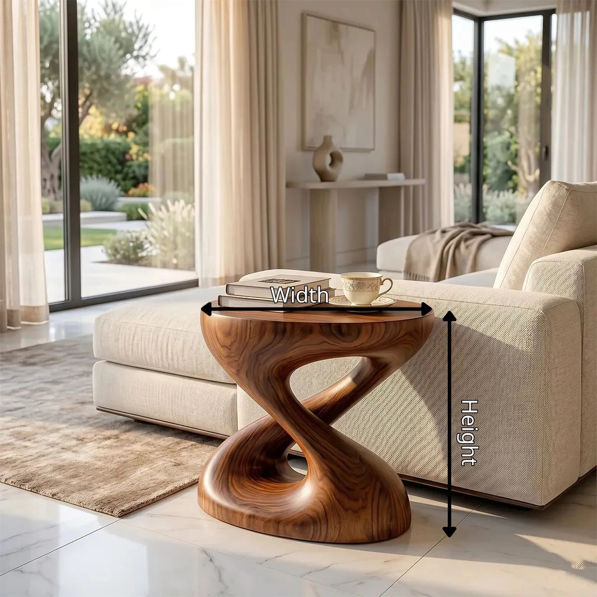 Infinity Twist Sculptural End Table, Modern Side Table for Living Room & Lounge Spaces TH003-6538