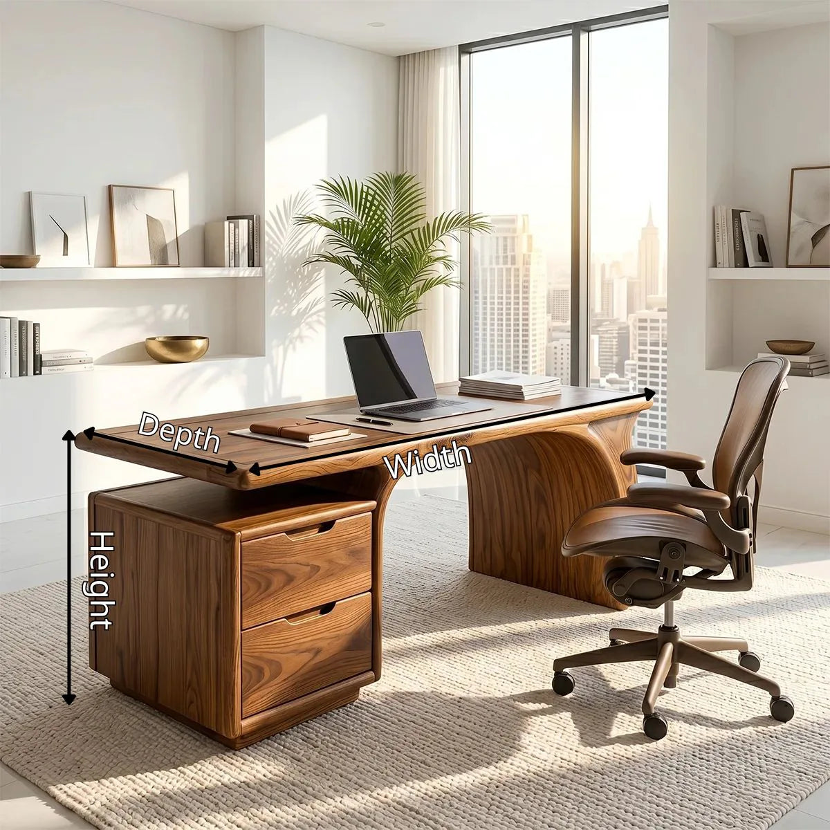 Modern Executive Desk with Drawers | Contemporary Luxury Office Desk TH003-4121