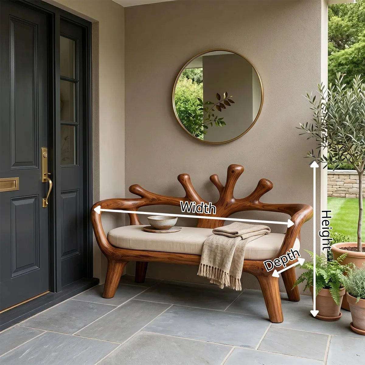 Tree Branch Accent Bench, Organic Sculptural Entryway Seating TH003-9301