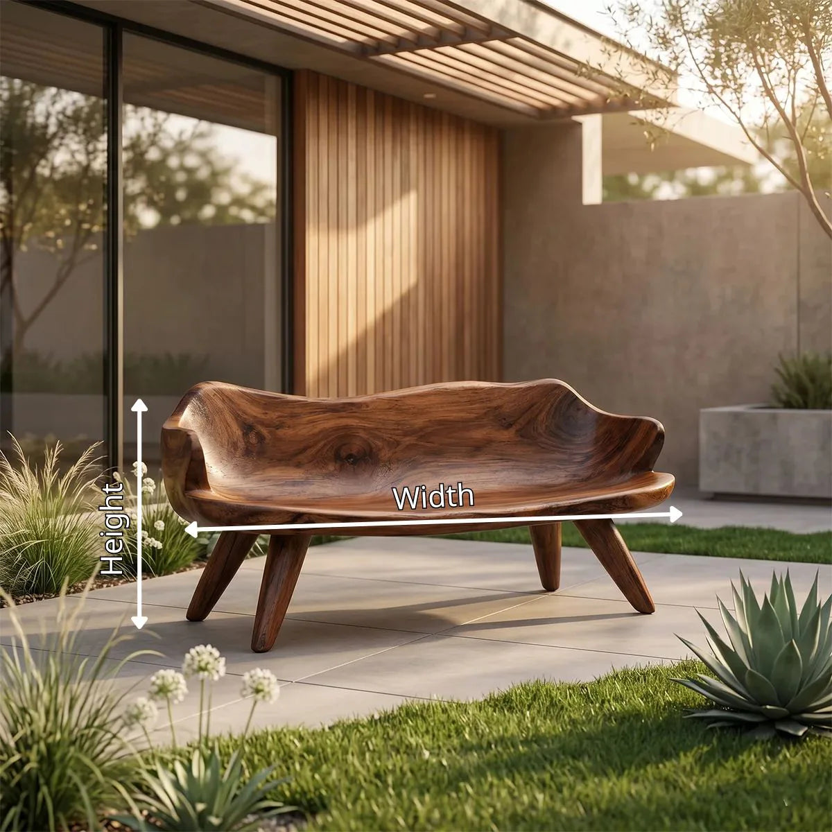 Contemporary Sculptural Bench with Hand-Carved Organic Form TH003-4142