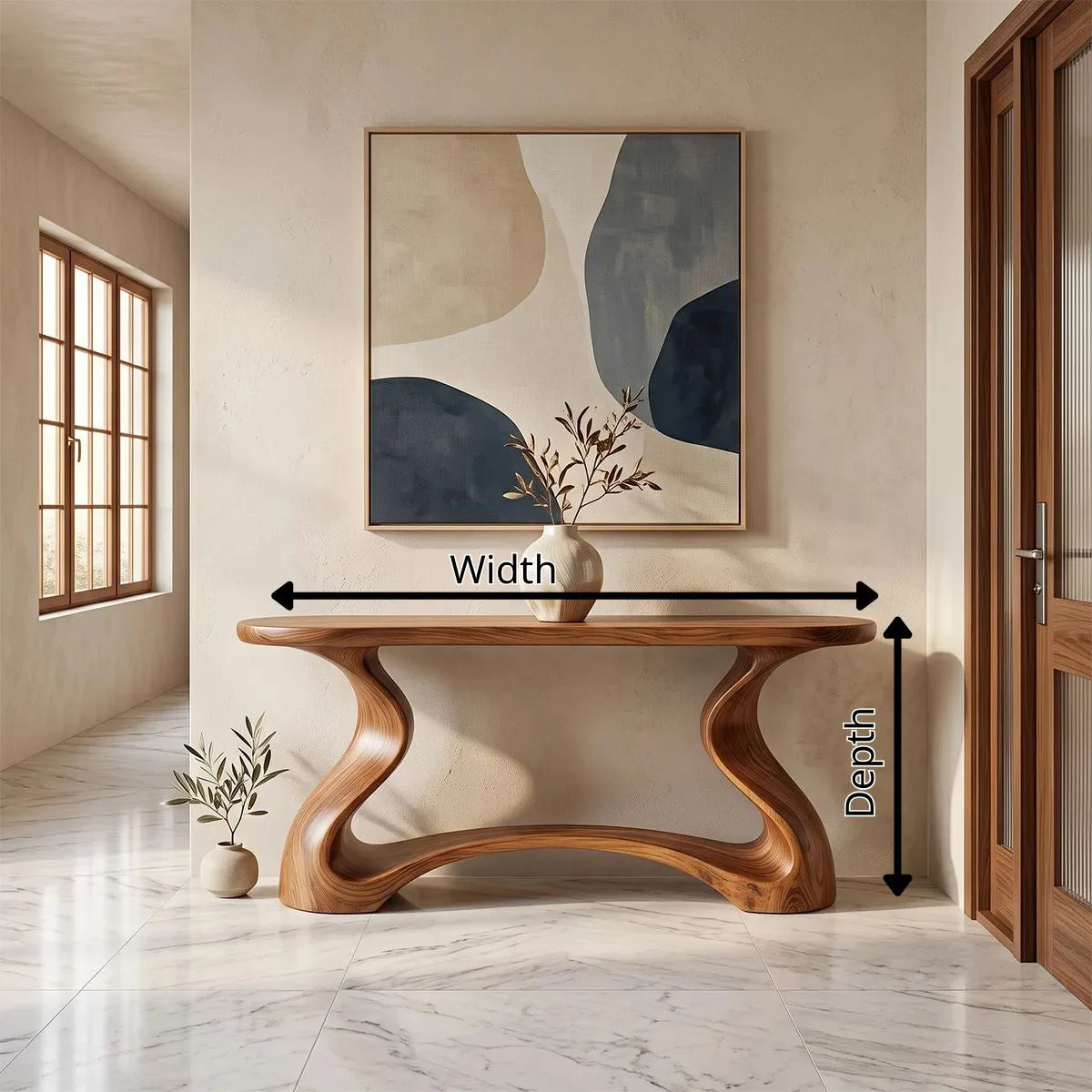 Modern Sculptural Console Table | Organic Entryway Hallway Accent Table TH003-7858