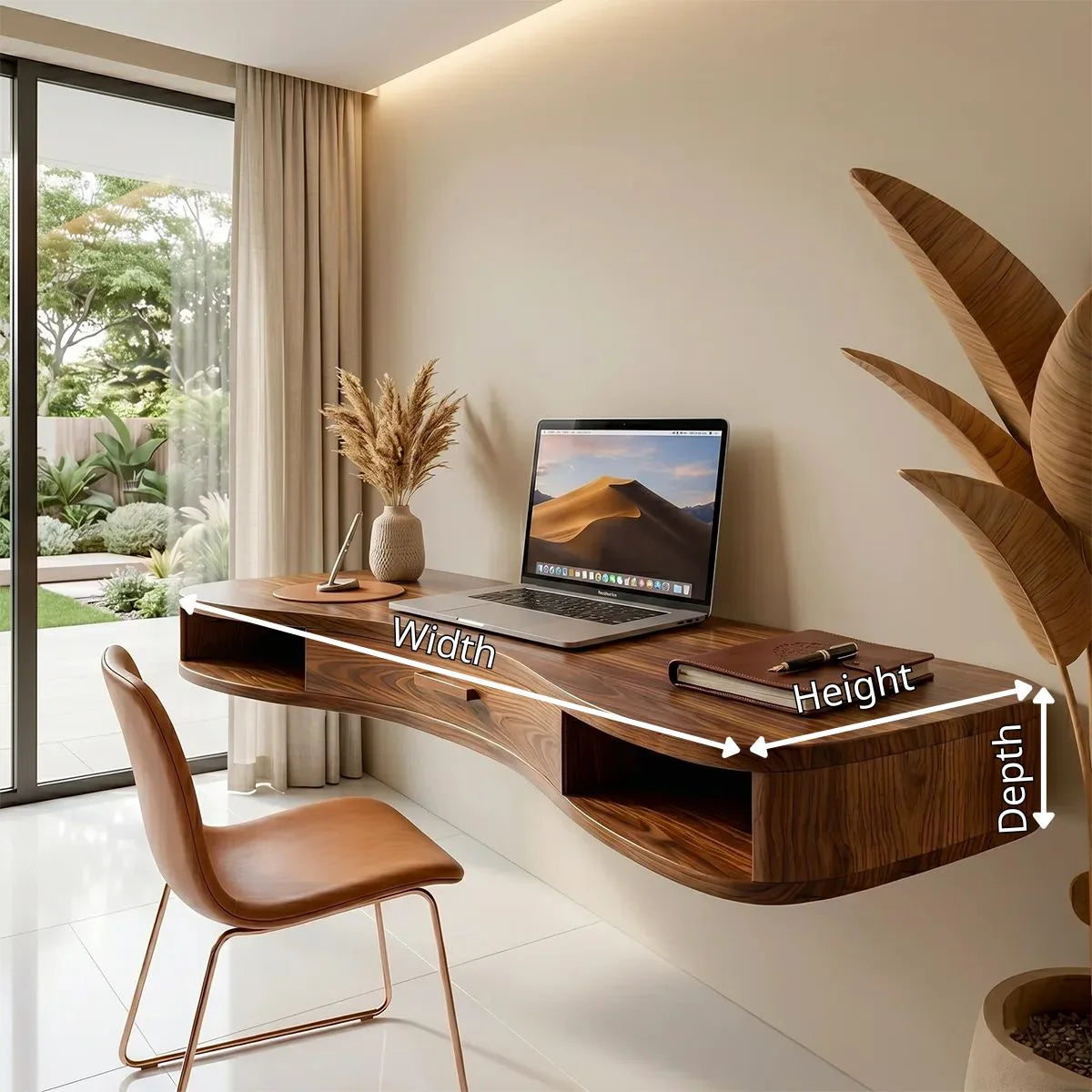 Curved Floating Desk | Modern Wall Mounted Home Office Desk TH003-1100