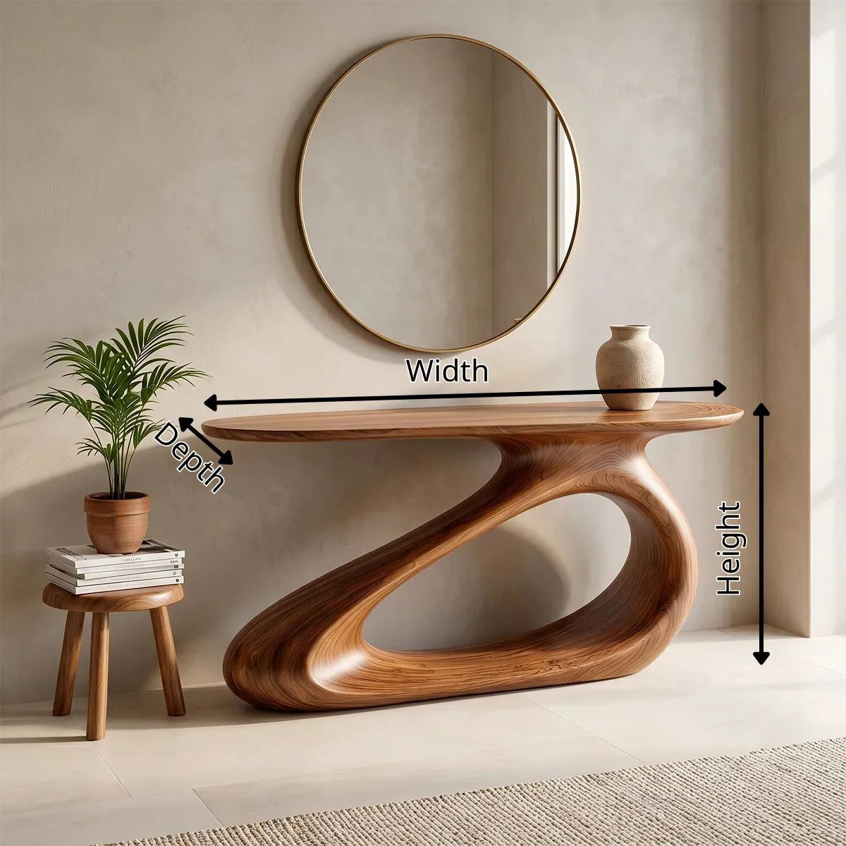 Modern Wooden Console Table | Organic Sculptural Entryway Sofa Table TH003-7009