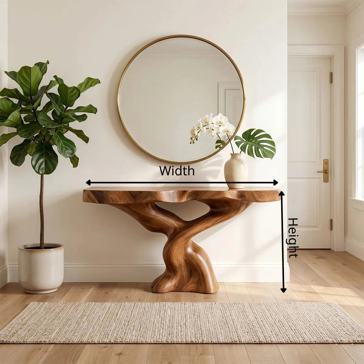 Handcrafted Solid Wood Console Table – Artistic Entryway Table