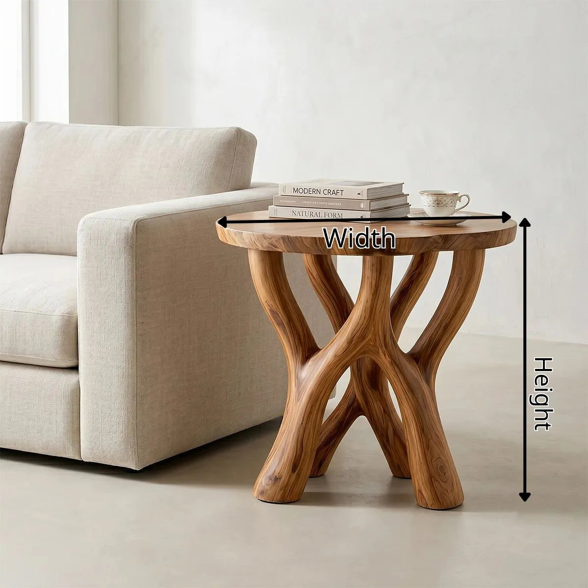 HandcraftedBranching Solid Wood Side Table | Sculptural End Table TH003-1117