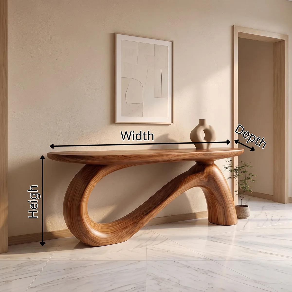 Modern Sculptural Console Table | Organic Entryway Hallway Accent Table TH003-2701