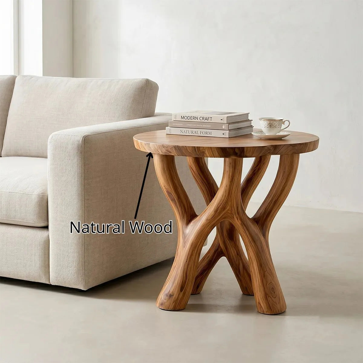 HandcraftedBranching Solid Wood Side Table | Sculptural End Table TH003-1117