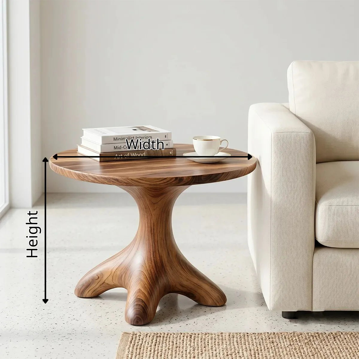 Solid Wood Root Pedestal Side Table | Organic End Table TH003-1660