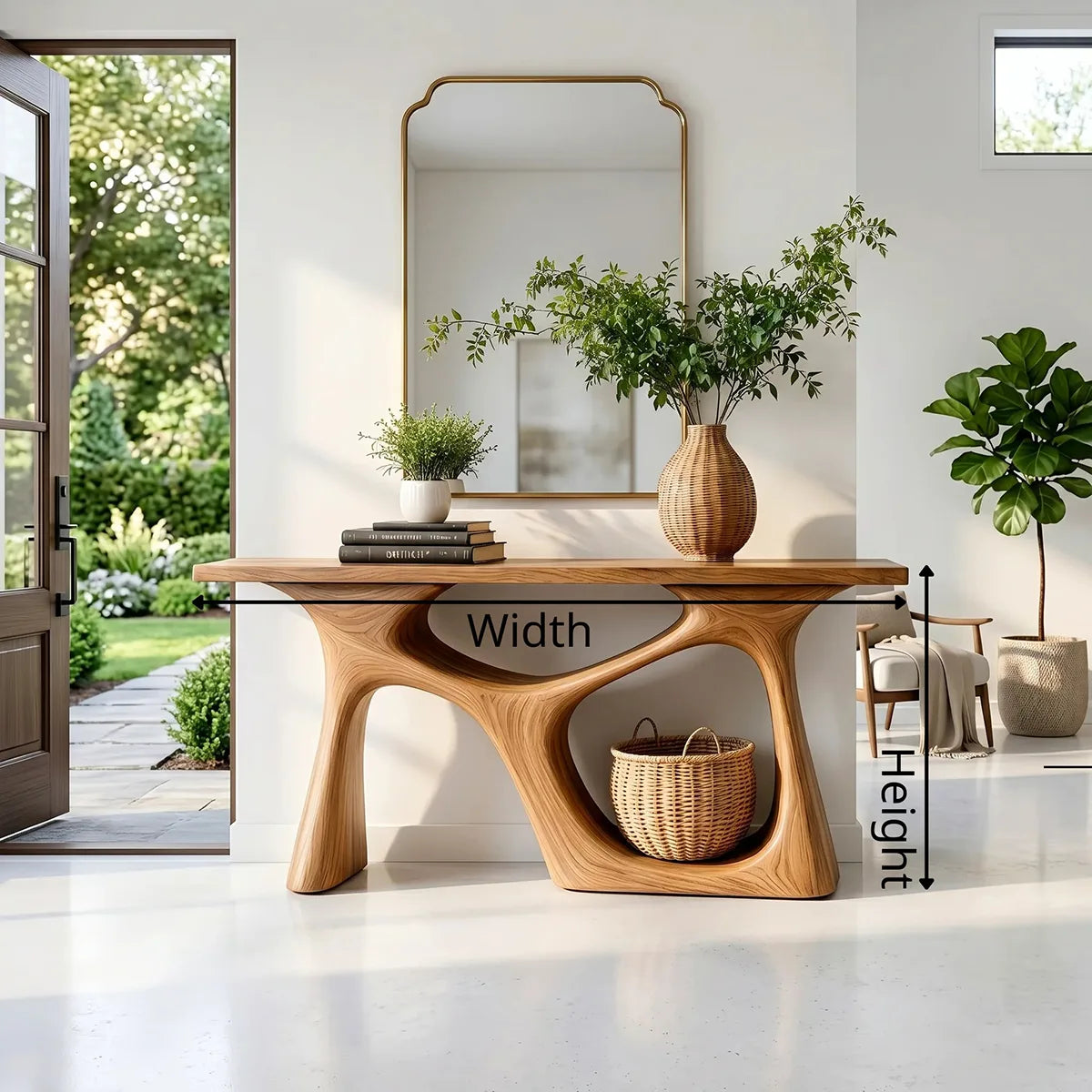 Handcrafted Solid Wood Console Table – Sculptural Foyer Decor