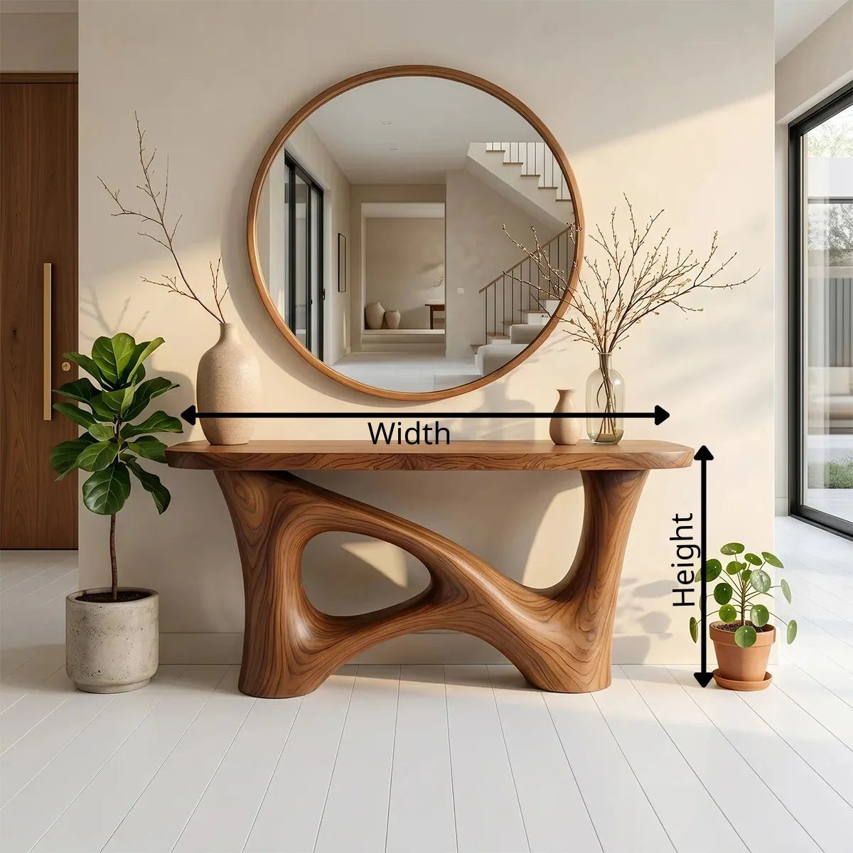 Organic Modern Wood Console Table | Sculptural Entryway Table