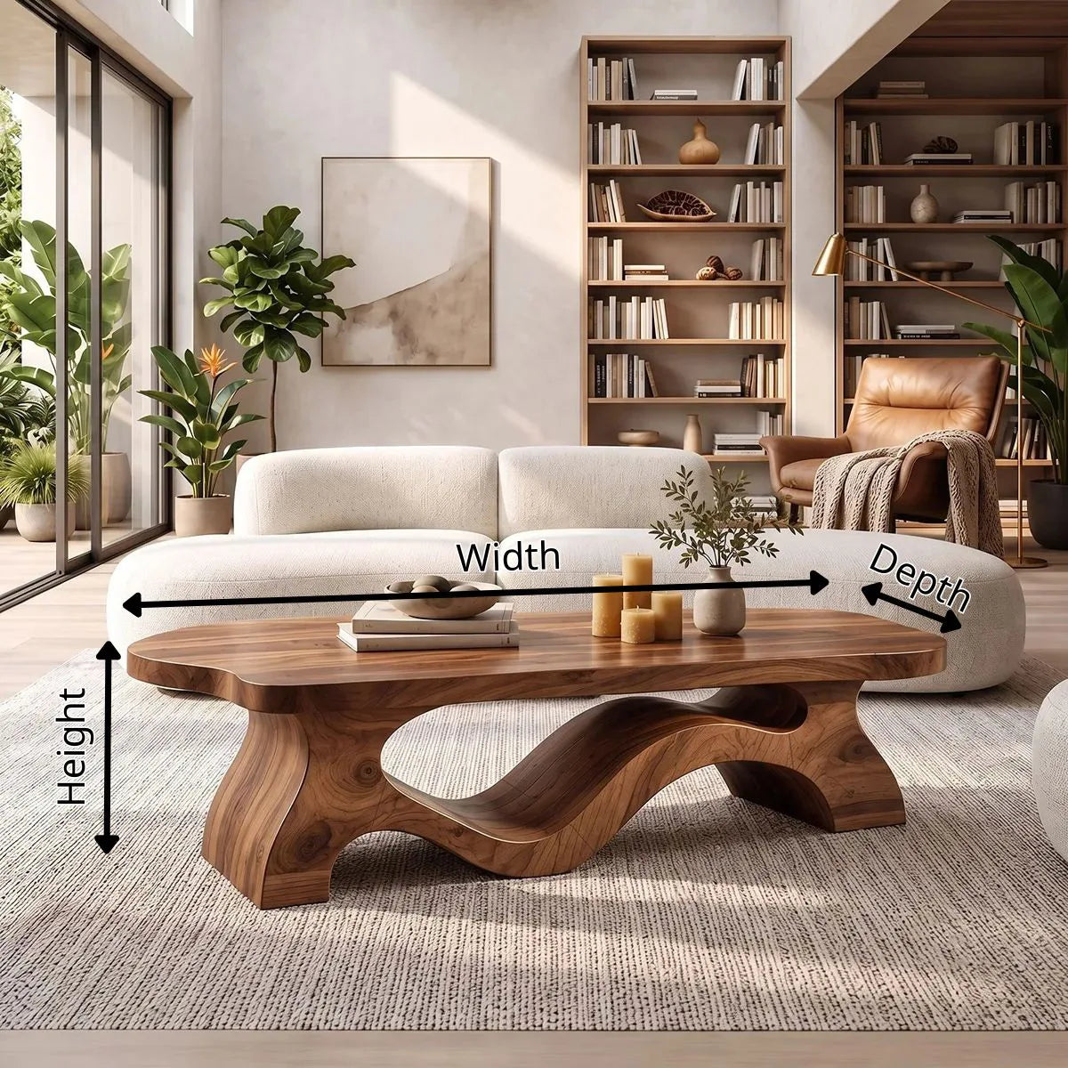 Sculptural Organic Coffee Table with Flowing Wave Base | Modern Living Room Center Table TH003-3OCY4HQ